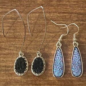 Gold-tone Simulated Druzy Earrings - 2 Pairs